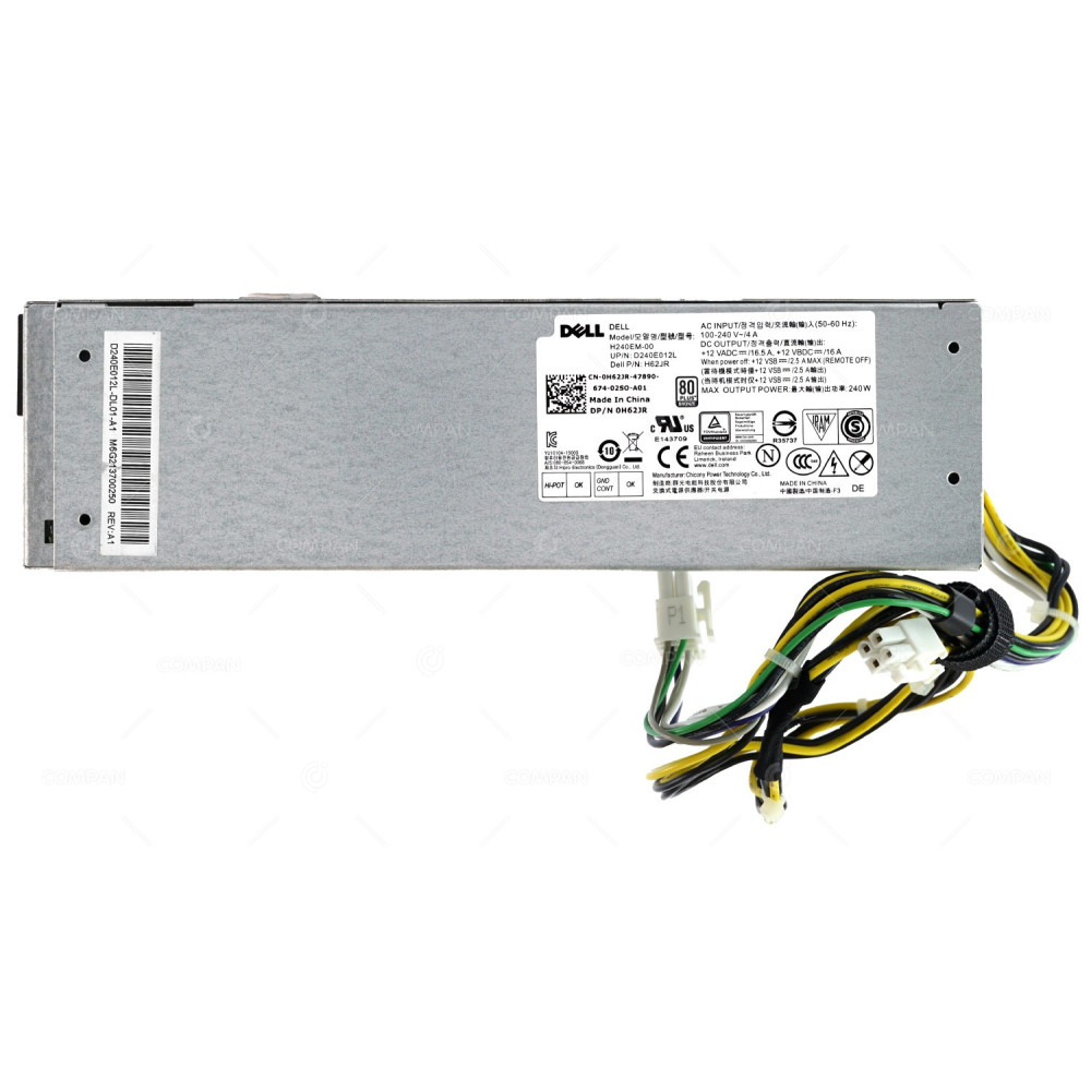 H62JR DELL 240W PSU 80 PLUS BRONZE WITH 4 PIN AND 8 PIN CONNECTOR FOR OPTIPLEX